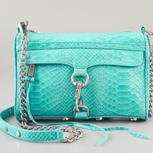 Rebecca Minkoff Mini M.A.C. Turquoise Python-Embossed Leather Crossbody Bag